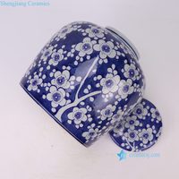 Série RYKB – Pot en céramique motif fleur de prunier bleu et blanc, écologique et durable, capacité 4-5L, idéal pour la décoration intérieure (vente en gros)