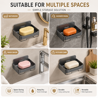 Porte-savon mural sans perçage avec drain, étanche, pour salle de bain et cuisine, noir, gris, blanc