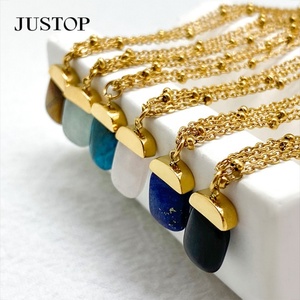 Collar con Colgante de Acero Inoxidable al por Mayor de China, Collar con Cadena de Moda con Cristal Curativo Geométrico Chapado en Oro Personalizado - Product Image 5