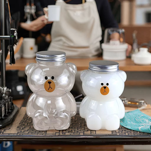 Nhà máy-Bán phim hoạt hình gấu hình dạng nhựa PET nước giải khát Chai Nắp biểu tượng tùy chỉnh 350ml/500ml/700ml cho đồ uống có ga - Product Image 3