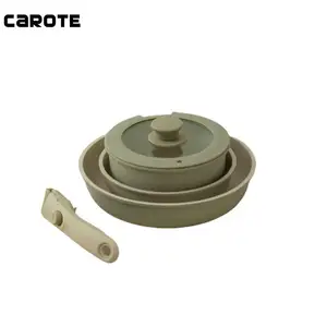 Carote Cookware निर्माता निर्देशिका रसोई cookware सेट ग्रेनाइट पॉट cookware सेट के साथ हटाने योग्य संभाल