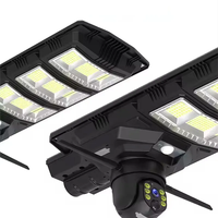Lampu Jalan Keamanan LED Tenaga Surya dengan Kamera WiFi 4G 4MP IP66 Plastik ABS Peringatan Suara dan Penglihatan Malam Inframerah