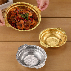 จานเสิร์ฟอาหารเกาหลีแบบกำหนดเองสำหรับร้านอาหาร จานสแตนเลสสำหรับซูคิยะคิ หม้อไฟแห้ง จานเสิร์ฟปาเอญ่าแบบตีลาย - Product Image 6