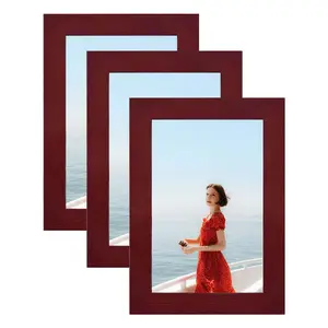 Cadre photo 4x6 avec cadre photo en bois massif rouge cerise pour affichage sur Table et montage mural