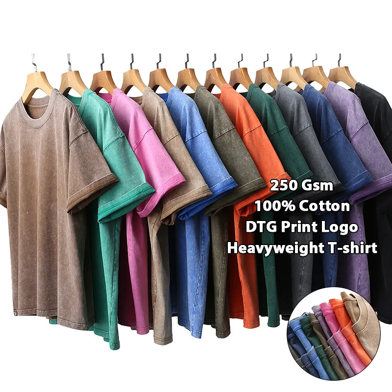 Custom Logo Distressed Men 100% Cotton T Shirt High Quality Blank Vintage Oversized Acid Washed T Shirt