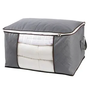 Foldable Nonwoven Clear PVC Window Underbed Storage Breathable Clothes Blankets Duvet Under Bed Storage Bags
