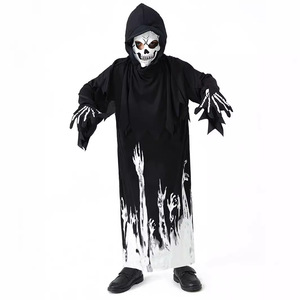 Disfraz de Grim Reaper para niños que brilla en la oscuridad, traje de cosplay de Halloween, edad de 8 a 13 años, material de spandex - Product Image 2