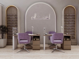 Service de décoration de salon de beauté de luxe, système mural d'exposition arqué sur mesure et rénovation de présentoir à vernis à ongles - Product Image 5