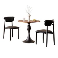 Ensemble de table à manger ronde en bois massif de style rétro français pour les espaces adaptés aux maisons, cafés, salons de thé, hôtels, réunions
