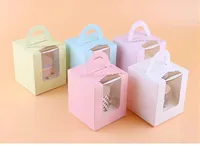 Caja para Cupcakes con Ventana Transparente, Caja para Pastel de Cartón Blanco, Caja para Pastel de Papel de Colores