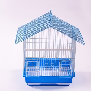 Blue Metal Bird Cage With <b>House</b> Shape Design Durable Indoor Use For Birds Simple Style All Seasons - Product Image 1
