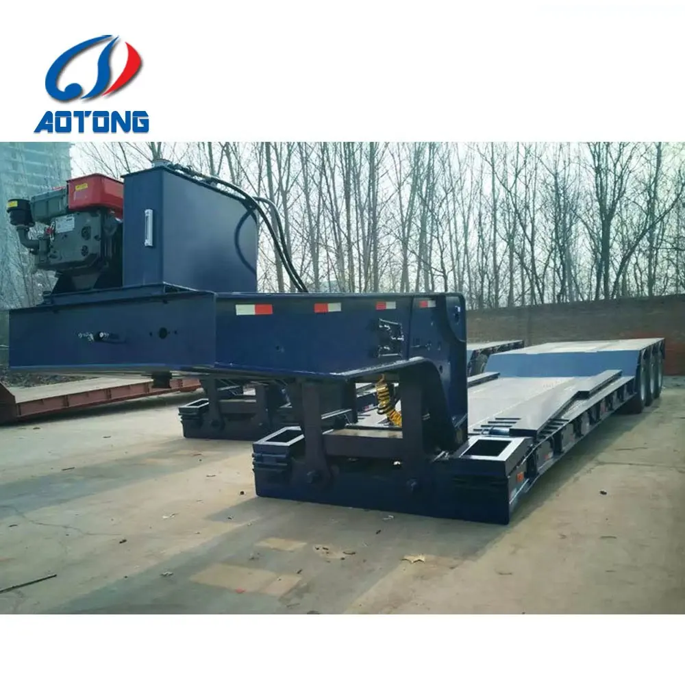 Zware Front Loading Afneembare Gooseneck Lowbed Lowboy Low Bed Boy Trailer Met 3 4 5 Assen 60 70 80 100 120 Ton Te Koop