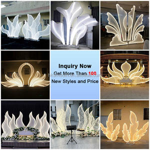 ฉากหลังงานแต่งงานรูปโค้งแสงไฟ LED สีขาวอบอุ่นสุดหรู พร้อมไฟ LED รูปปีกฟีนิกซ์ - Product Image 5