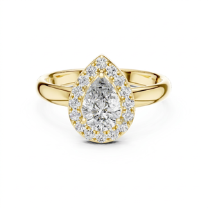 แหวนเพชรทรงลูกแพร์แบบ Halo ประดับเพชร CVD ที่เพาะเลี้ยงในห้องปฏิบัติการ KRUP JEWELS KJ 84 ตัวเรือนทองคำแท้ 14K พร้อมใบรับรอง IGI - Product Image 1