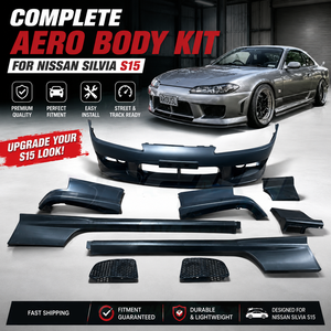 Kit carrosserie complet PP pour <span class=keywords><strong>Nissan</strong></span> <span class=keywords><strong>Silvia</strong></span> S15, style Vertex, pare-chocs avant aérodynamique, jupes latérales avec caches de phares antibrouillard, kit carrosserie pour <span class=keywords><strong>Silvia</strong></span> S15 - Product Image 1