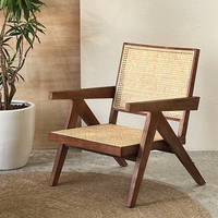 Fauteuil de loisirs en rotin en bois massif Wabi Sabi Design moderne Imperméable Chaise de salle à manger en plein air Hôtel Villa Salon