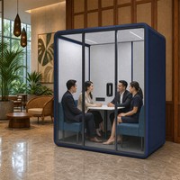 Cabine de réunion insonorisée pour les vidéoconférences hybrides dans les lieux de travail australiens avec ventilation, LED, USB et verre