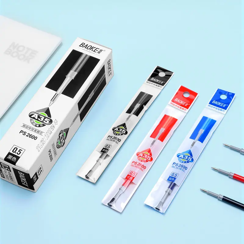 Hot Sales Beroep Design Klassiek Rood Blauw Zwart Gel Pen Bijvullen 0.5Mm Niet Uitwisbaar