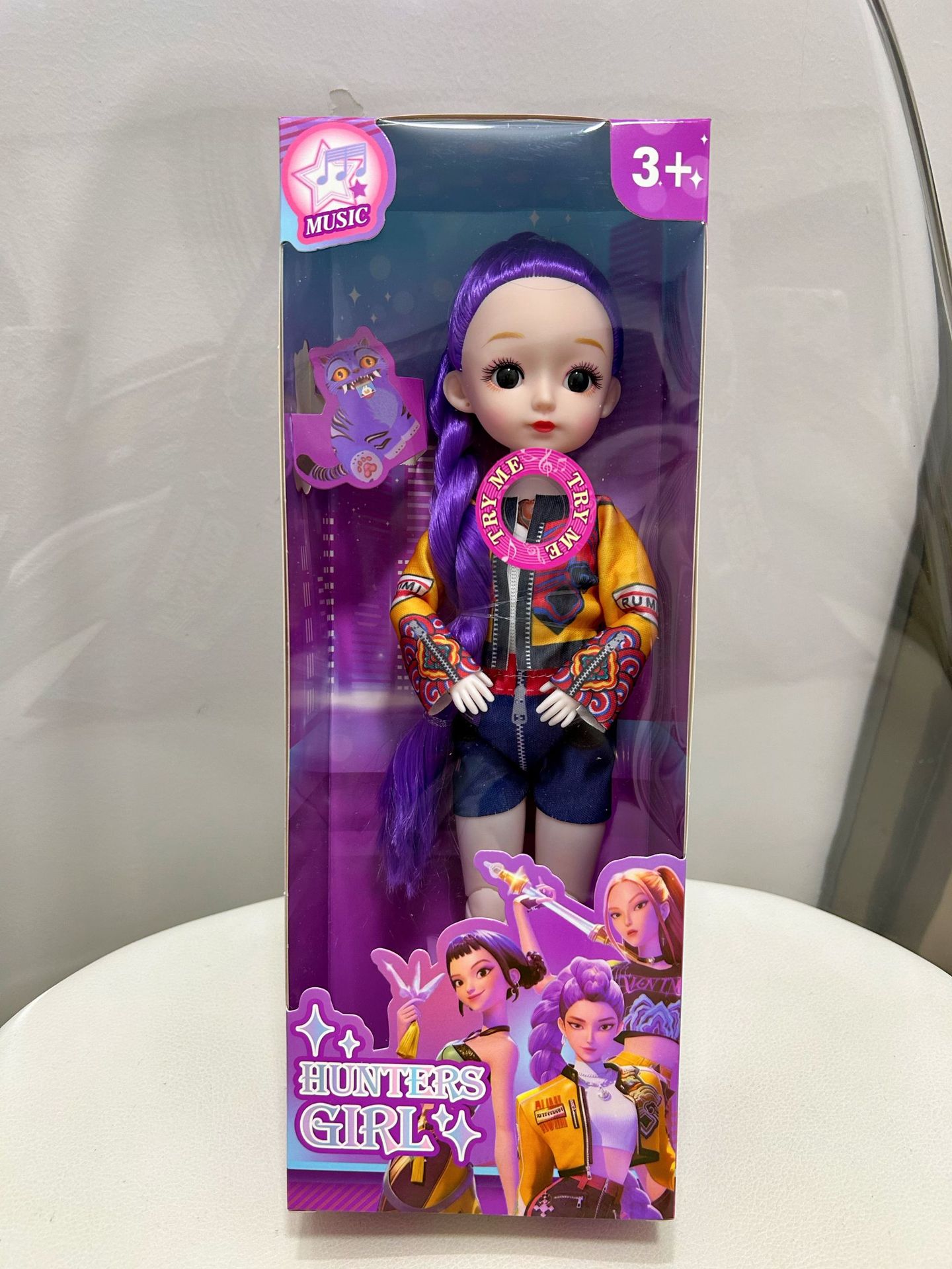 12-inch 3d eye light music purple hair single figure