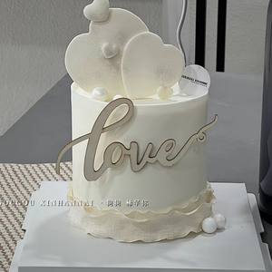 Décoration de <span class=keywords><strong>gâteau</strong></span> en bois de style <span class=keywords><strong>simple</strong></span>, pour fête, table de dessert, amour, Saint-Valentin, <span class=keywords><strong>gâteau</strong></span> en bois - Product Image 3