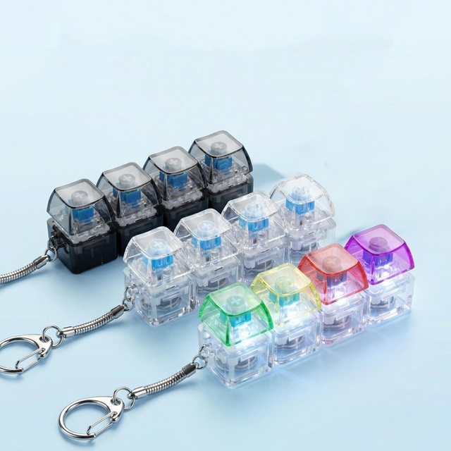 Wholesale Colorful Transparent Mechanical Keyboard Switch Fidget Toy Mini Single Key Stress Relief Keychain Anti-Anxiety Keycap