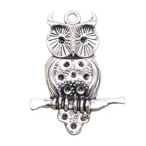 Charms owl standing branch 40x31mm Handmade Making fit,Vintage Tibetan Silver Color Pendants,DIY For Bracelet Necklace