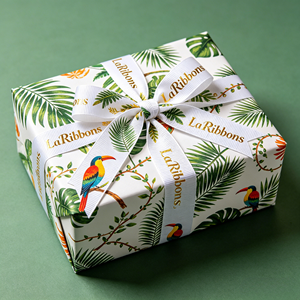Cinta de Grosgrain con Estampado Personalizado de Plantas Tropicales, Aves y Jirafas, Rollo de Poliéster para Envolver Regalos de Verano, Venta al Por Mayor - Product Image 5