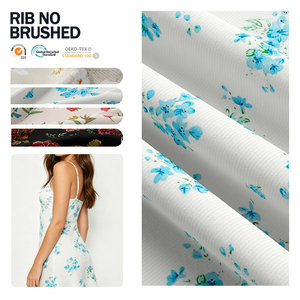Tissu côtelé extensible en polyester de qualité supérieure, à motifs floraux, vendu au mètre, non brossé, pour vêtements de mode - Product Image 1