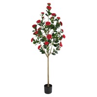 Hoge realistische kunstmatige camelia boom van plastic, milieuvriendelijke binnen-/buitendecoratie voor kantoor, koffiezaak, Kerstmis, Pasen