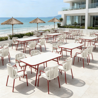 Ensemble de salle à manger d'extérieur moderne, meubles de patio, table et chaises, résistant aux intempéries, pour villa, hôtel, terrasse