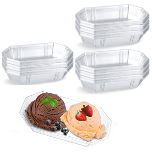 Fábrica personalizada RPET piezas desechables 8oz Banana Split Boat PET plástico helado Sundae Split Bowl - Product Image 1