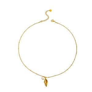 Recién llegado verano mar 18K oro joyería elegante mujer Simple perla gargantilla Concha colgante collares - Product Image 5