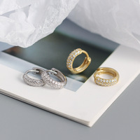 2022 mode anting perhiasan 925 perak murni anting Huggie 18K berlapis emas berlian kecil tebal anting Hoop untuk wanita