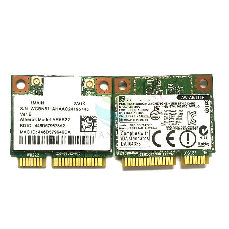 Dual Band 300Mbps Wifi AR5B22 Wireless 802.11a/b/g/n Half Mini PCI-E WLAN 2.4G/5Ghz 4.0 Wi-Fi Wireless Network Card