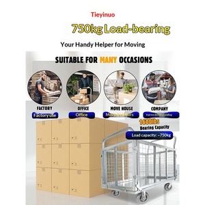 Folding Steel Plate <strong>Cart</strong> with Rubber Wheels Hand Push Trailer <strong>Flat</strong> <strong>Cart</strong> for Fence Carrying - Product Image 5