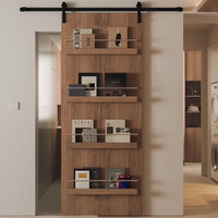 Paravent en bois massif sur mesure, cloison de style farmhouse avec porte coulissante, étagère de rangement autoportante pour la maison, le bureau ou l'hôtel
