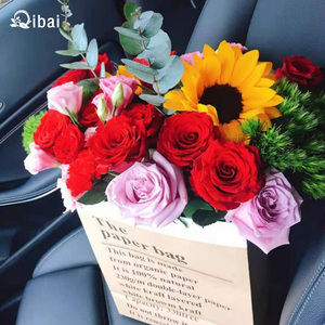 Qibai Kraft Paper Flower Bag <strong>Red</strong> Flower Hug Bouquet Gift Bag Flower <strong>Box</strong> for Valentine's Day - Product Image 2