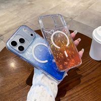 Étui de protection pour téléphone en PC magnétique antichoc de luxe avec texture brillante et dégradé de couleurs pour 18/17/16 Pro Max