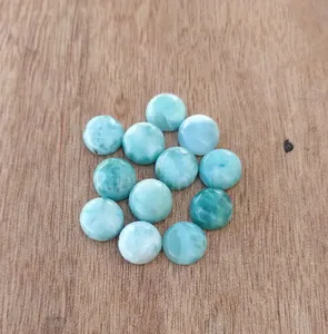 ลาริมาร์สีน้ำเงินธรรมชาติทรงกลมหลังแบนขนาด 12 มม. ประมาณ 2 กะรัต ไม่ผ่านการปรับแต่ง ยี่ห้อ AMARA สำหรับทำเครื่องประดับ แหวน จี้ - Product Image 4