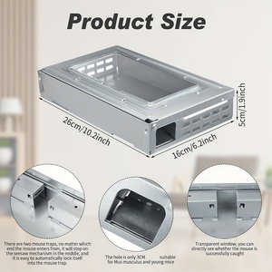 Reusable Multi <b>Catch</b> Humane Mouse Trap Cage with Clear Top Metal Rodent Trap for Indoor Outdoor Pest Control - Product Image 2