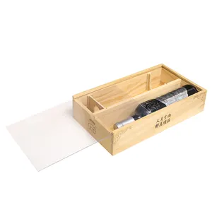 BSCI 와인 선물 와인 상자 나무 와인 상자 포장 상자 슬라이딩 클리어 뚜껑