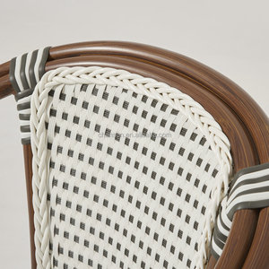 Sedia da Giardino in Rattan Sintetico Impermeabile - Poltrona Bistrot Francese in Rattan PE con Telaio in Alluminio per Esterni e Soggiorno - Product Image 4