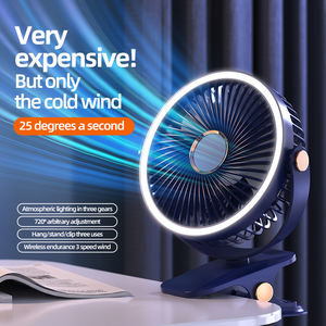 Ventilateur de bureau portable écologique rechargeable par USB avec lumière LED, ventilateur sans fil à clipser pour la maison - Product Image 6