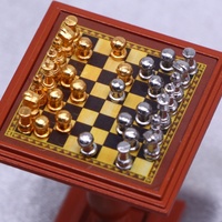 Table d'échecs miniature en métal pour maison de poupée, accessoires de modèle de puzzle pour scène alimentaire miniature en tissu pour BJD