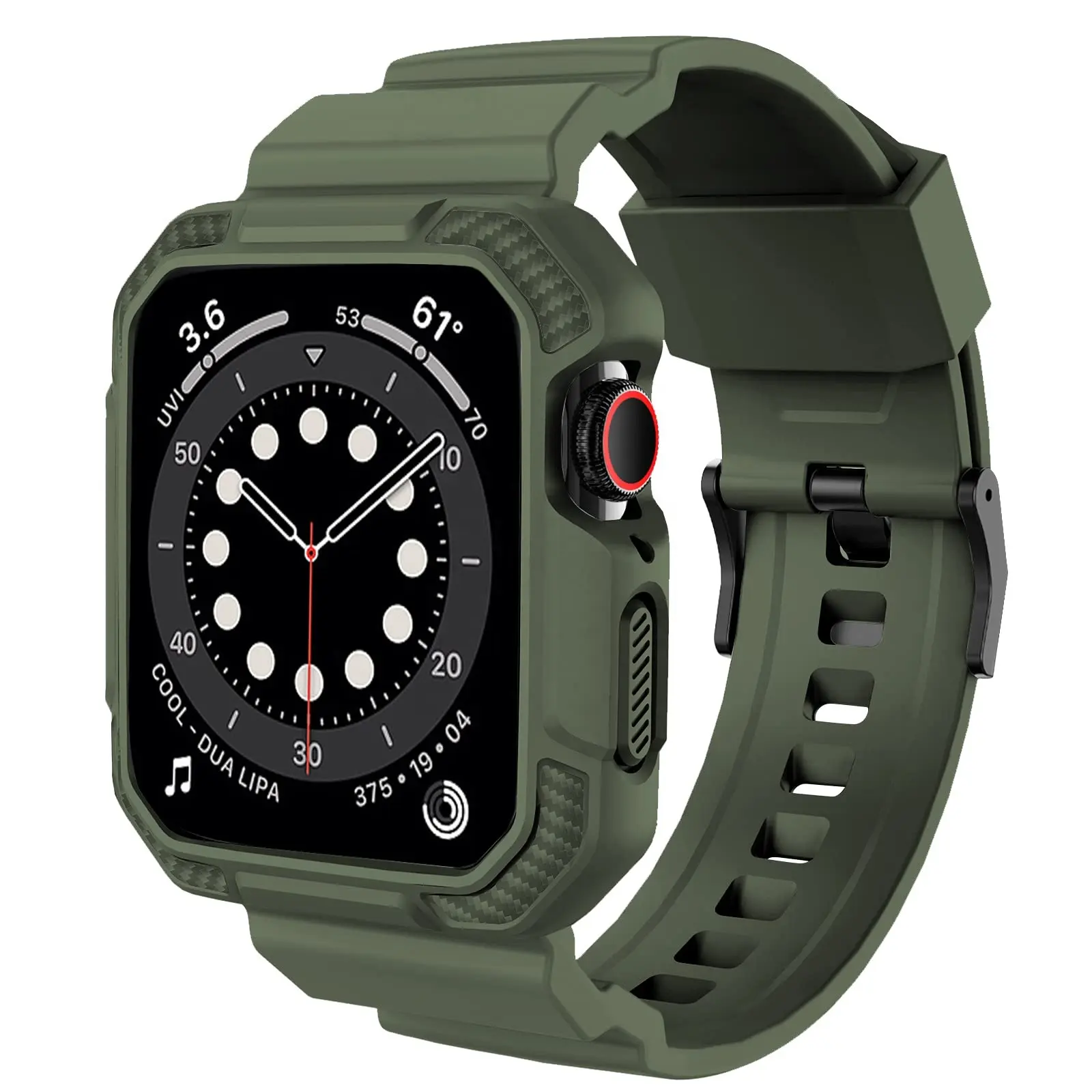 Shockproof Rugged Band Strap for Apple Watch iWatch SE2 SE Series 8/7/6/5/4/3/2 45mm 44mm 42mm with Bumper Case Cover Men Women