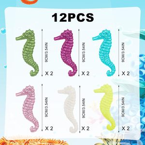 12 pièces 3.5 \ "ornements de Noël sur le thème de la plage côtière <span class=keywords><strong>hippocampe</strong></span> avec corde en 6 couleurs ensemble de décorations de Noël - Product Image 2