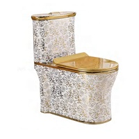 Ensemble de luxe d'évier de salle de bains de toilette d'or de galvanoplastie