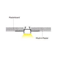 Profil Alu Extrusion Canal Encastré Cloisons Sèches Plâtre Mur de Gypse En Aluminium Profilé Led Pour Bandes Led Éclairage