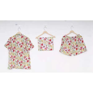 Ensemble pyjama 2 pièces pour femme en coton satiné imprimé numérique, taille élastique, motif floral, respirant, best-seller - Product Image 4