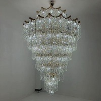 Grand Lustre Suspendu en Cristal pour Villa, Escalier, Salon, Couloir, Allée, Idéal pour Grands Bâtiments et Duplex
